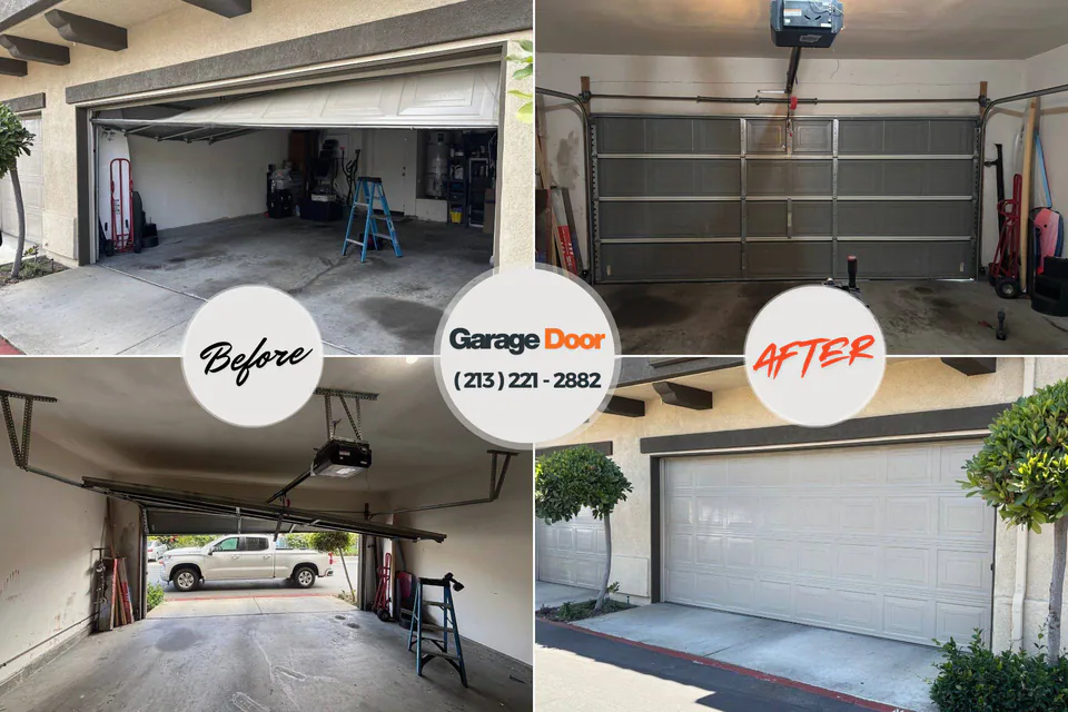Before and after: garage door repair Enfield, NC